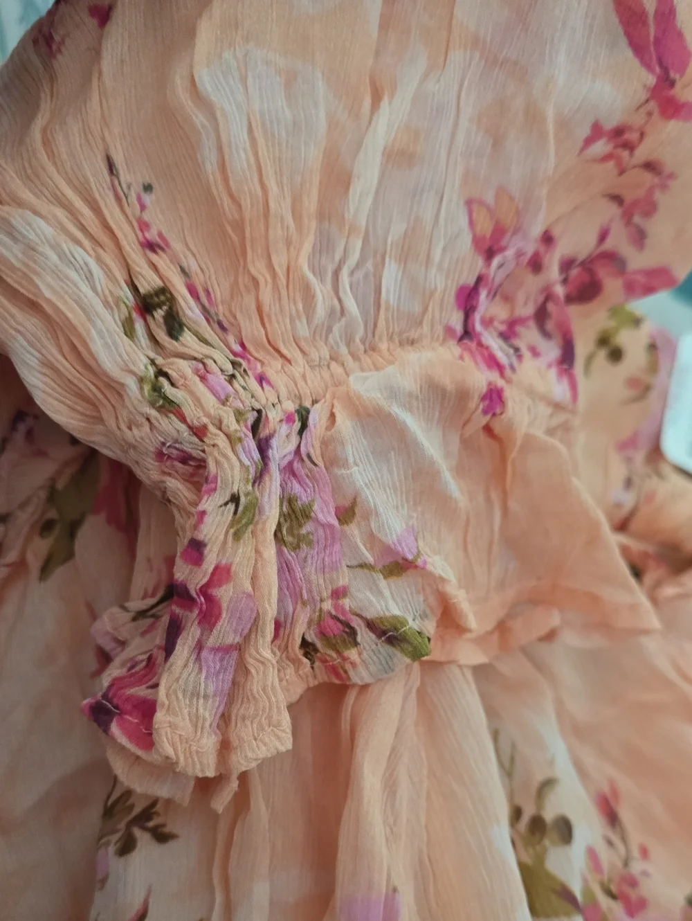 FREE PEOPLE Marney Babydoll Tunic Mini Dress Floral Peach Combo L NWT SRP $148